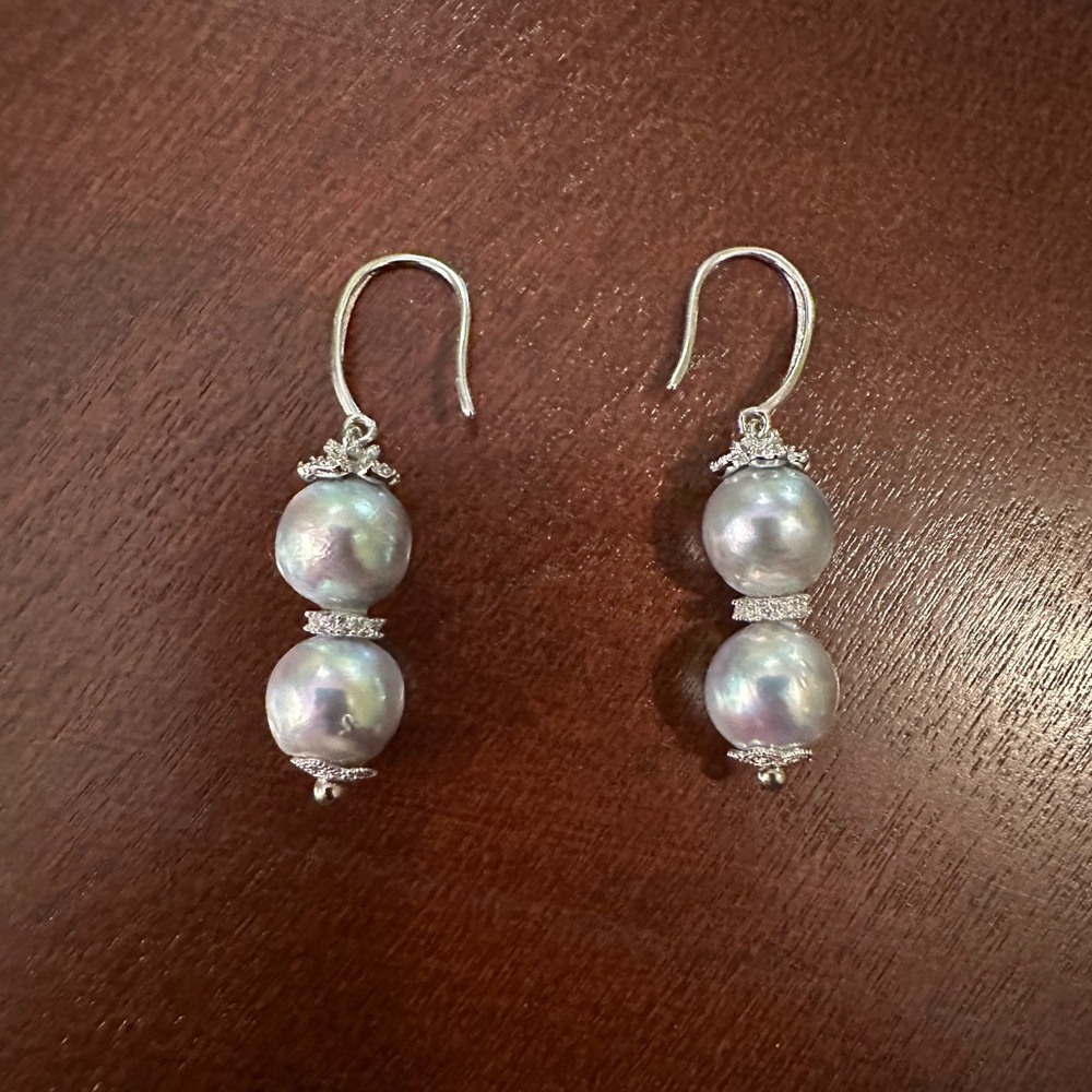Elegant Silver Pearl Drop Earrings